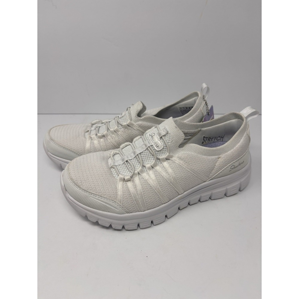 Skechers Graceful Soft Soul Sneakers Women 6 White Stretch Fit Memory Foam Shoe
